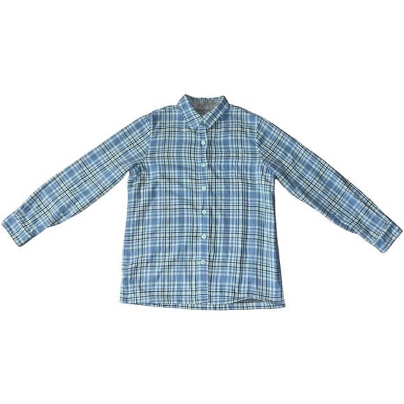 L.L. Bean Plaid Blue Fleece Lined Button Down Flannel Shirt Jacket Top Sz Small - Picture 5 of 14